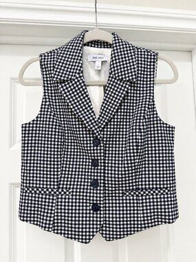 Nine West Gingham Tailored Vest Size S NWT